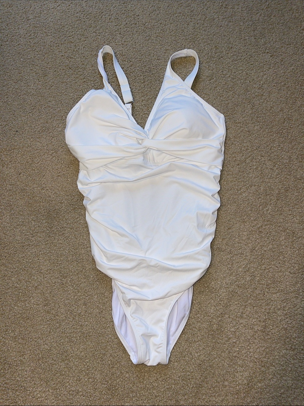 Amazon White Twist-Front Women's One-Piece Swimsuit